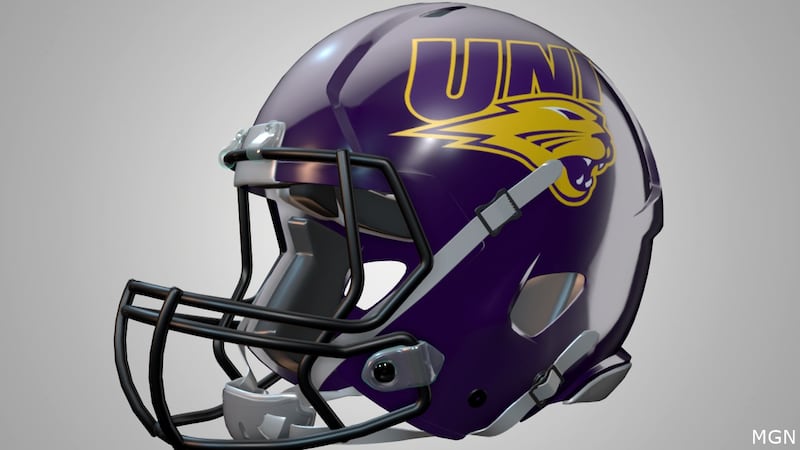 University of Northern Iowa Panthers football helmet.