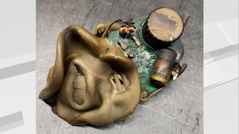 Picture of melted smoke alarm shared by the Bemidji Fire Department.